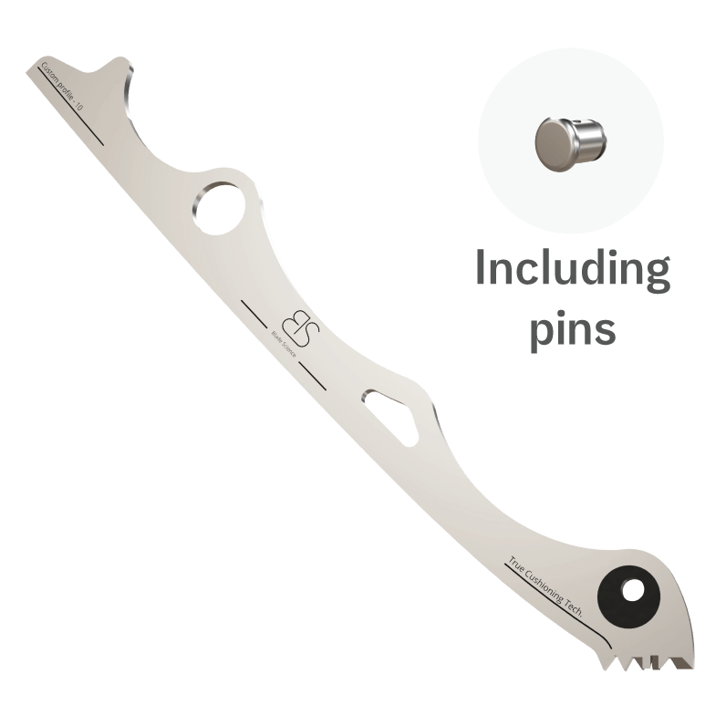 Figure Skating Blade Runner for Shock Absorbing blade (Single Cushioning) including Pins.