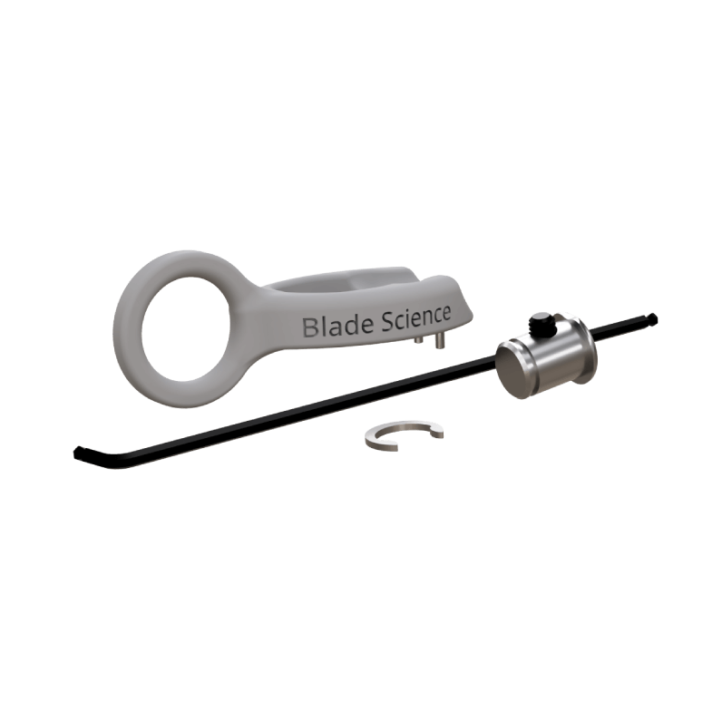 Tool kit with pins and hex key for figure skating shock-absorbing blade.